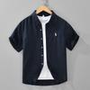 High-End Pure Linen Shirts for Men, Short-Sleeved Printed Tops, Summer Thin Breathable Cotton-Linen Shirts