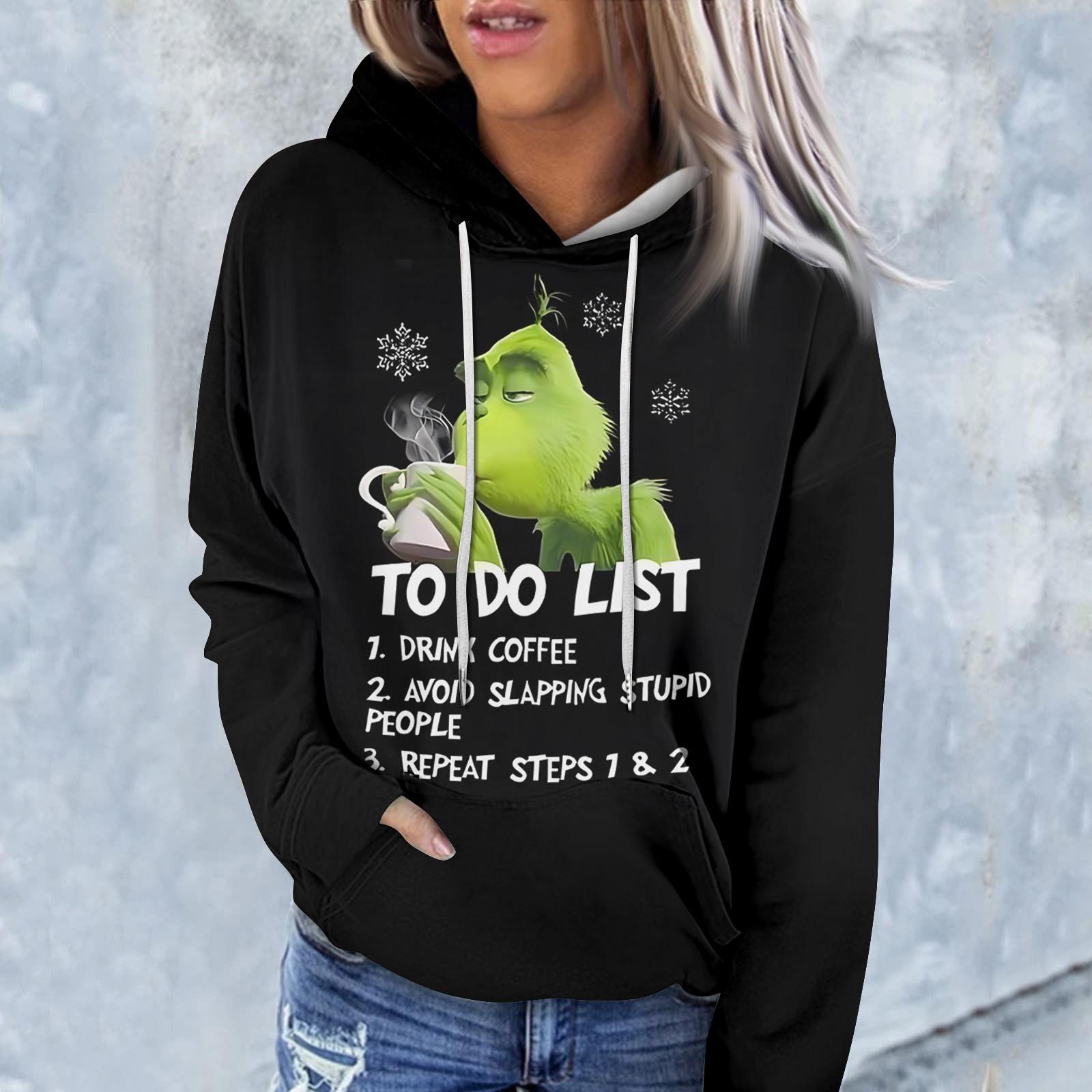 Women s Fashion Casual Long Sleeve Christmas Printed Sweatshirt XXXL