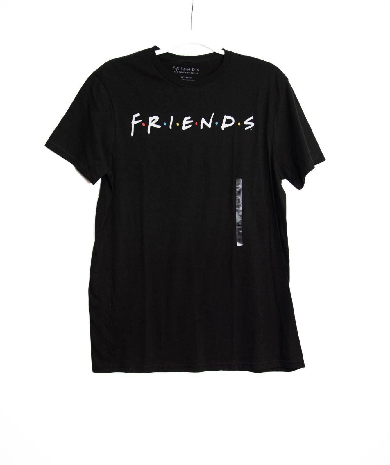 Friends TV Show Black Graphic T-Shirt Mens Medium Cotton Blend Short Sleeve Crew M