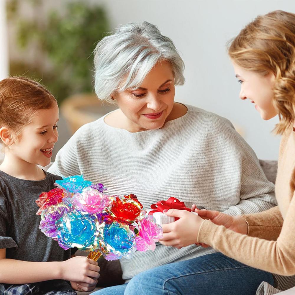 Hot Beauty Foil Iridescent Rose Artificial Flower Birthday Valentine'S Day Anniversary Christmas Gifts For Wife And Girl Friend