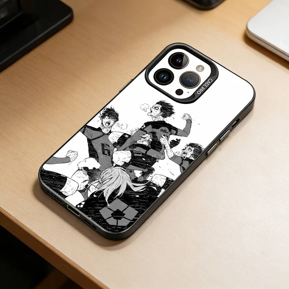 

B-Blue Isagi Yoichi Phone Case For iPhone 17,16,15,14,13,12,11 Plus,Pro Max,XS,Colored Silver Plated Inside Cover iPhone15