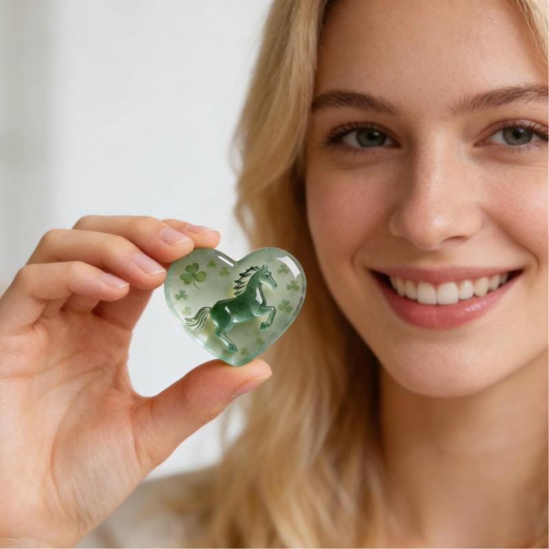 2026 Horses Pocket Hug A Symbol of Strength and New Beginnings Elegant Clear Heart Crystal Horse Decor with Card New Year Gift