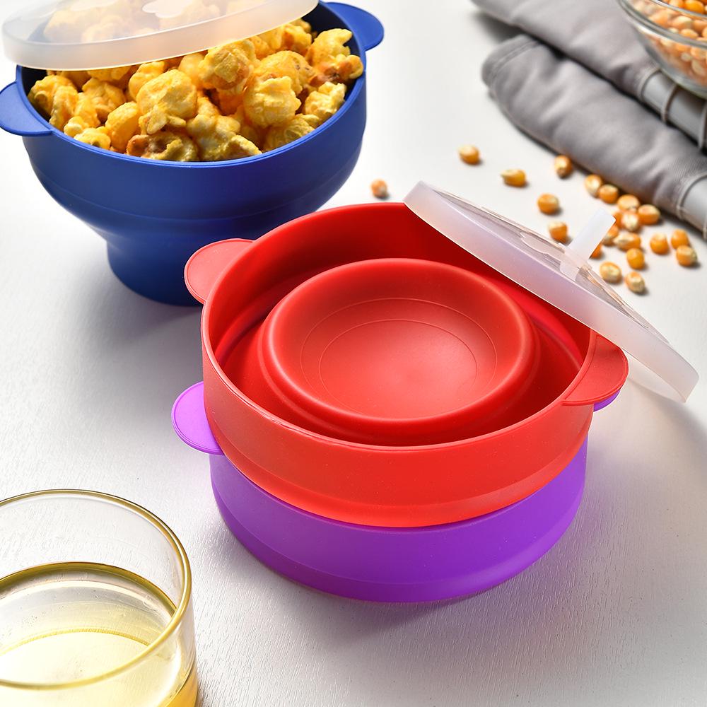 Foldable Silicone Popcorn Bowl, Oven-Safe & Reusable