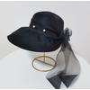 Big Brim Sun Hat Women's Summer New Pearl Mesh Temperament Color Glue Bucket Hat Women's UV Protection Sun Protection Hat
