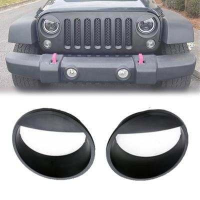 Car Front Headlight Trim Cover ABS Head Lights Lamps Frame Decorative Ring Trim for Jeep Wrangler JK 2007-2017