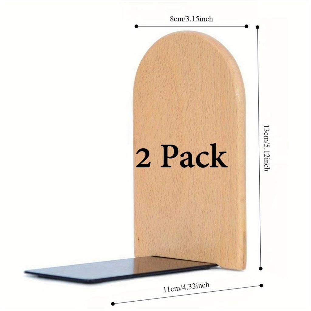 1/2 Pack Bamboo Bookends, Heavy Duty Non-Slip Bookends for Shelves, Book Stand for Books, Cds, Dvds, And Office Organization