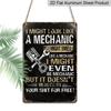 2D Flach 1 Stück Mechaniker Humorvolles Warnschild aus Aluminium 20,3 x 30,5 cm - Vintage Wanddekor für Werkstatt/Zuhause, Großartig für Mechaniker & Humor-Deko-Liebhaber