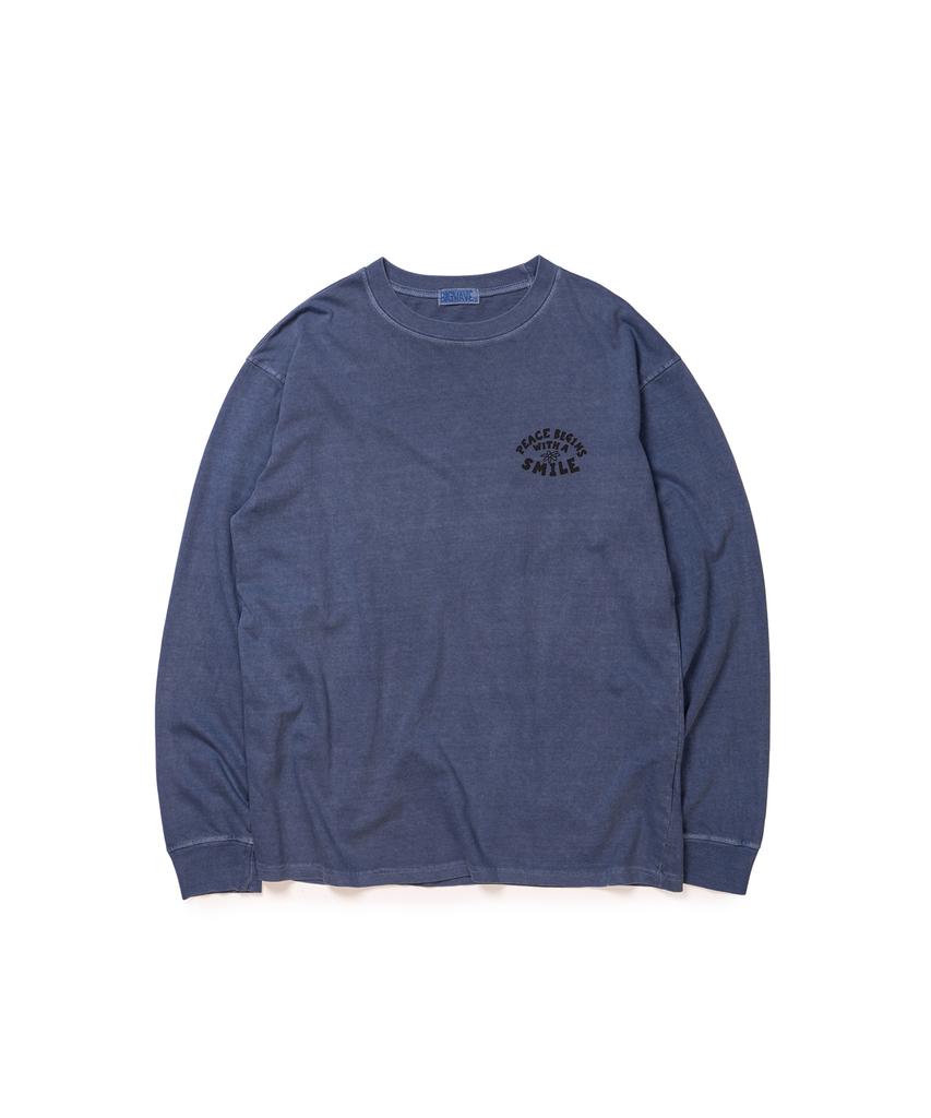 BIGWAVE COLLECTIVE Piece Circle Pigment Long Sleeve Tee (Washed Blue)