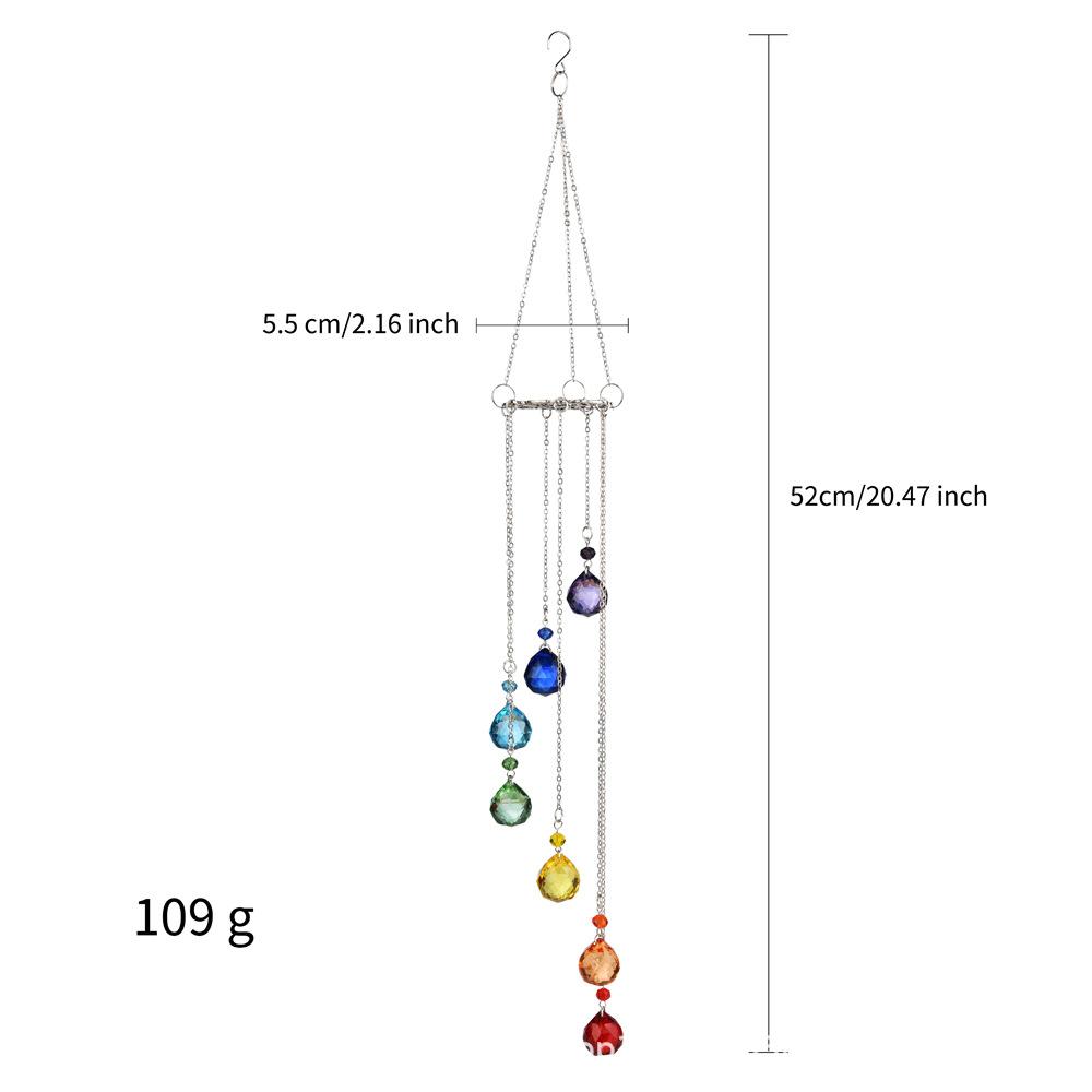 New Garden Decoration Pendant Lucky Tree Seven Colors AB Color Lighting Ball Sun Catcher Crystal Wind Chimes