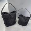 New Large Capacity Hand-Woven Pinwheel Knot Tote Bag with Niche Cutout Design for Mother and Child.