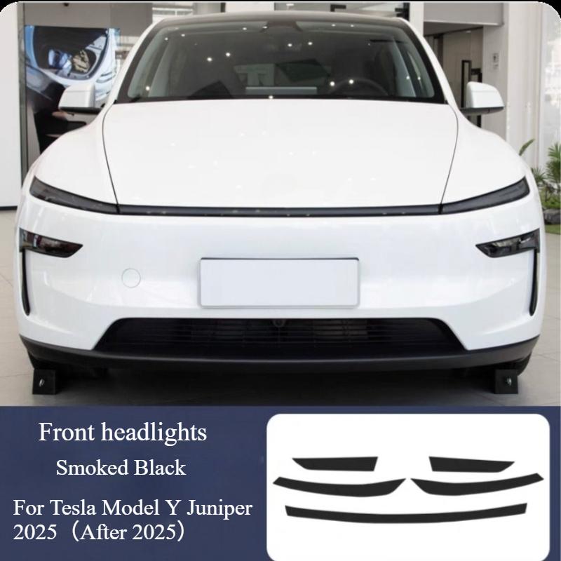For Tesla Model Y Juniper 2025 Smoked Black Headlight Film TPU Transparent Tail Light Protective Film Waterproof Car Accessories
