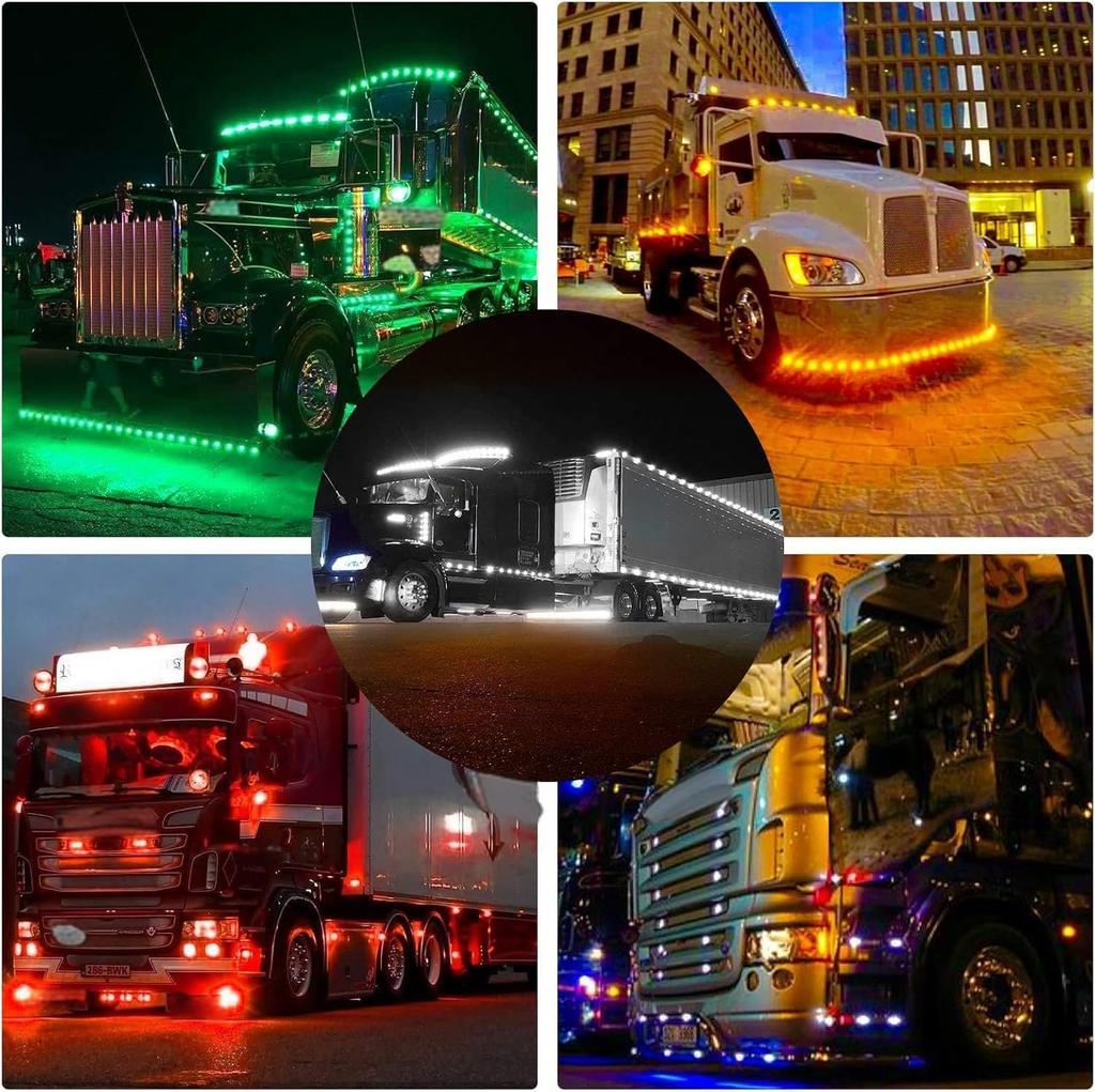 LED Side Marker Light 9-LED Track Position Lamp 24V Waterproof Universal Blue Light Red