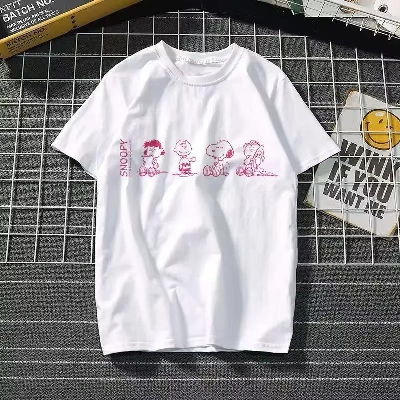 2025 New Summer Snoopy T Shirt Cartoon Short Sleeved Tees Tops Harajuku Tshirt Women Streetwear Pullover Clothes Men's Clothing