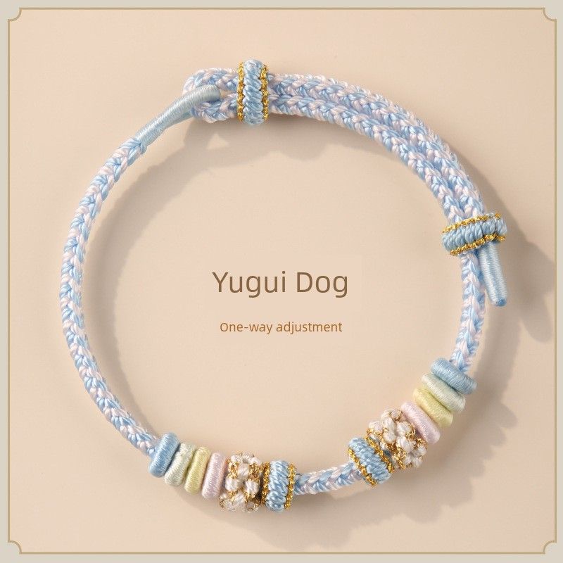 

Супер Хорошо Видеть Сквозь Золотой Ремешок для Ношения Готовое Изделие Съемный Плетеный Вручную Красный Шнур Красивый Браслет Года Судьбы Подарок Yugui dog-one-way 14-18cm/3mm