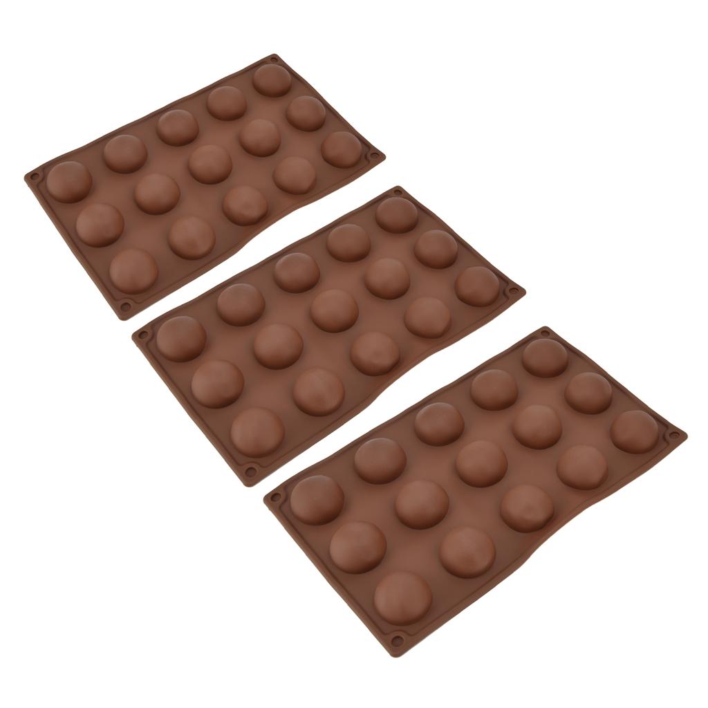 3 Stück 15 Löcher Silikonform Schokoladenbombenform Halbkugel Backform für Kuchen Gelee Pudding