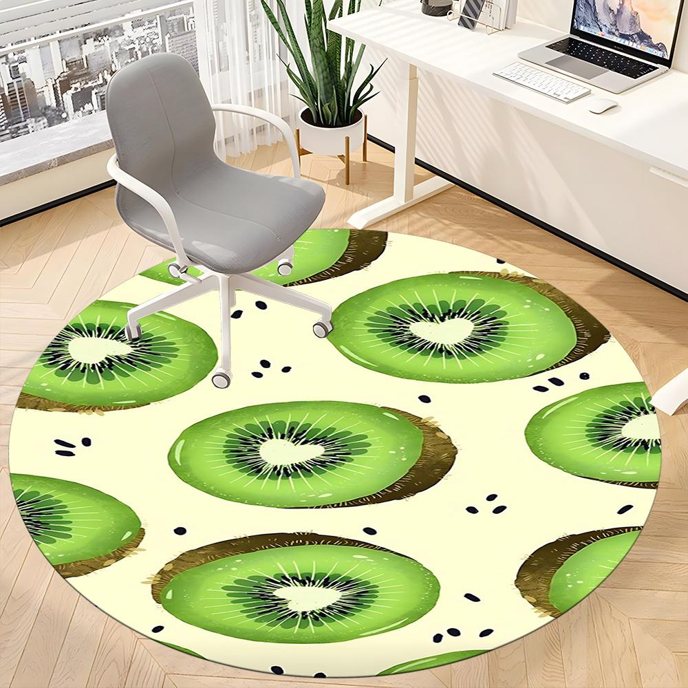 1pcKiwi Pattern Office Round Area Rug, Indoor Mat Suitable ForOffice, Under Office Chairs Bedroom Living Room Home Decor, Room Deco 082