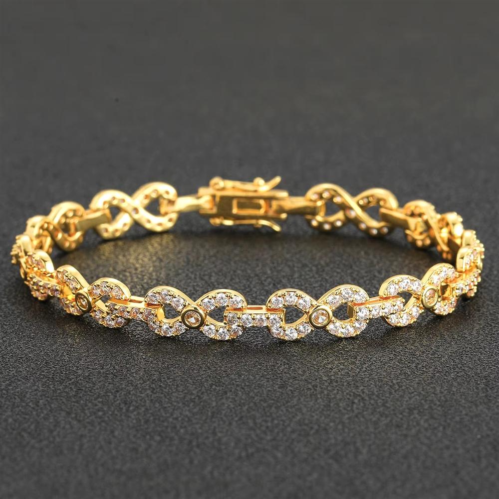 8mm Iced Out 5A CZ Messing Unendlichkeit Gliederarmband Micro Pave Zirkonia Hip Hop Schmuck für Damen Herren