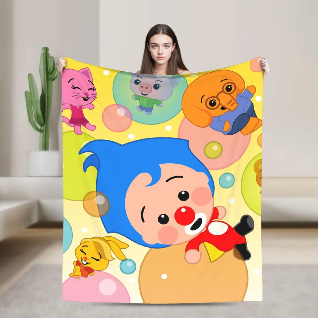 Payaso P-Plims Cartoon Music Blankets Plush Throw Blankets Airplane Travel Portable Soft Warm Bedspreads,