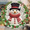 Christmas Wooden Sign with Snowman Pattern - Navidad Round Sign for Front Door, Wall Hanging Decor - Ideal Christmas Decoration