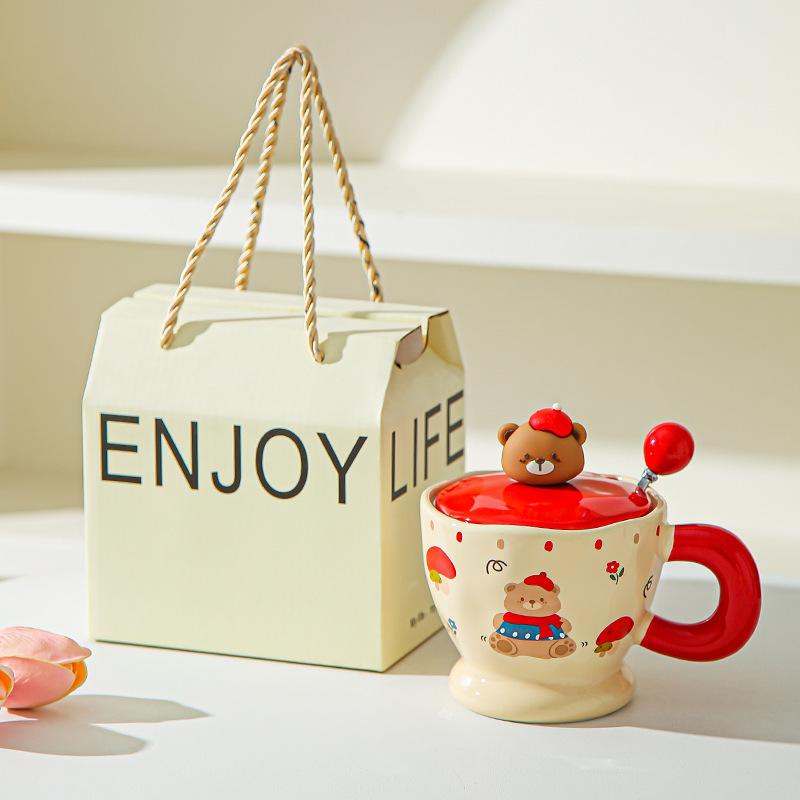 Creative Cute Cartoon Bear Ceramic Mug Office Household Cup Coffee Cup Water Cup Couple Breakfast Cup