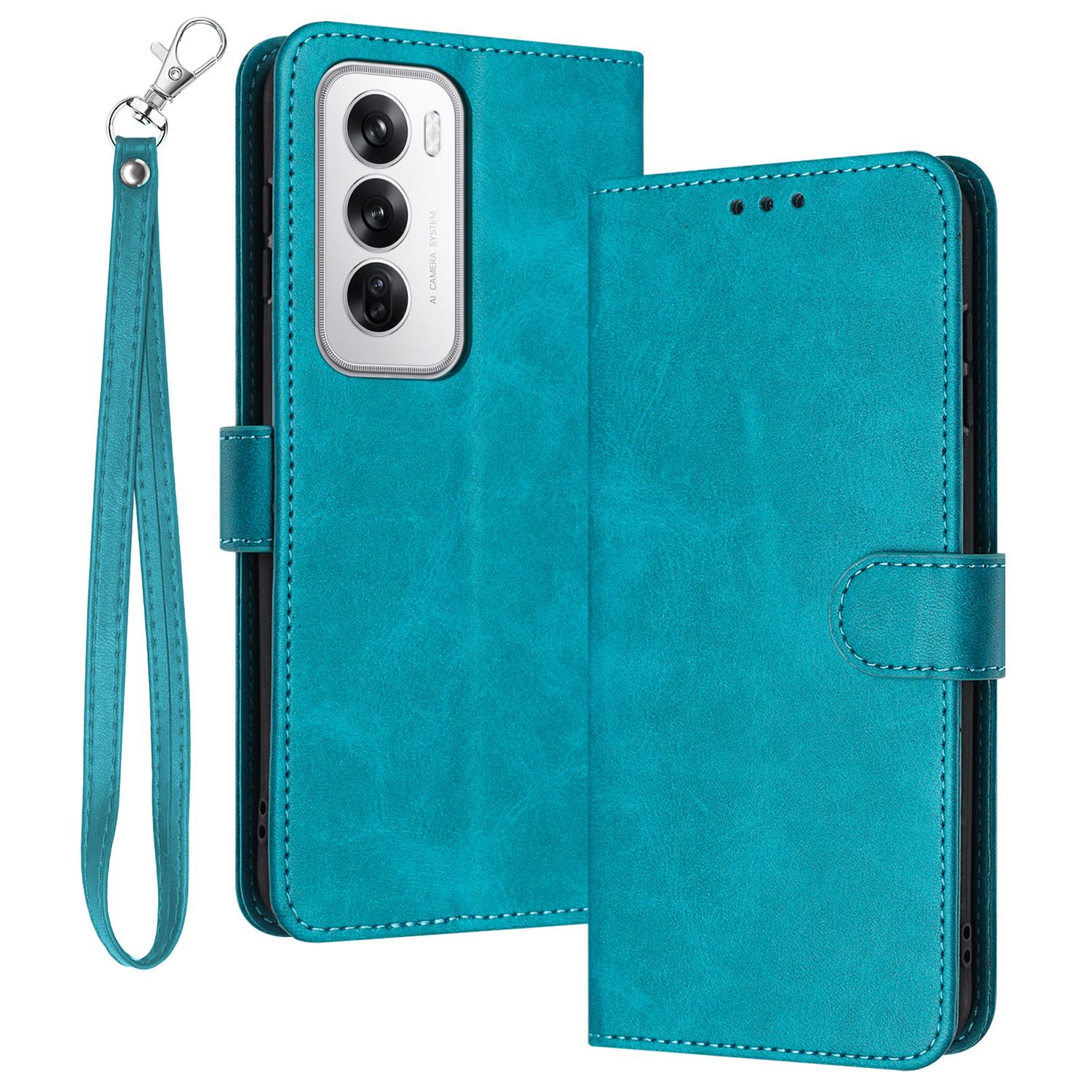 

For Oppo Reno12 5G (Global) Case with Card Holder Calf Texture Leather Phone Cover Green