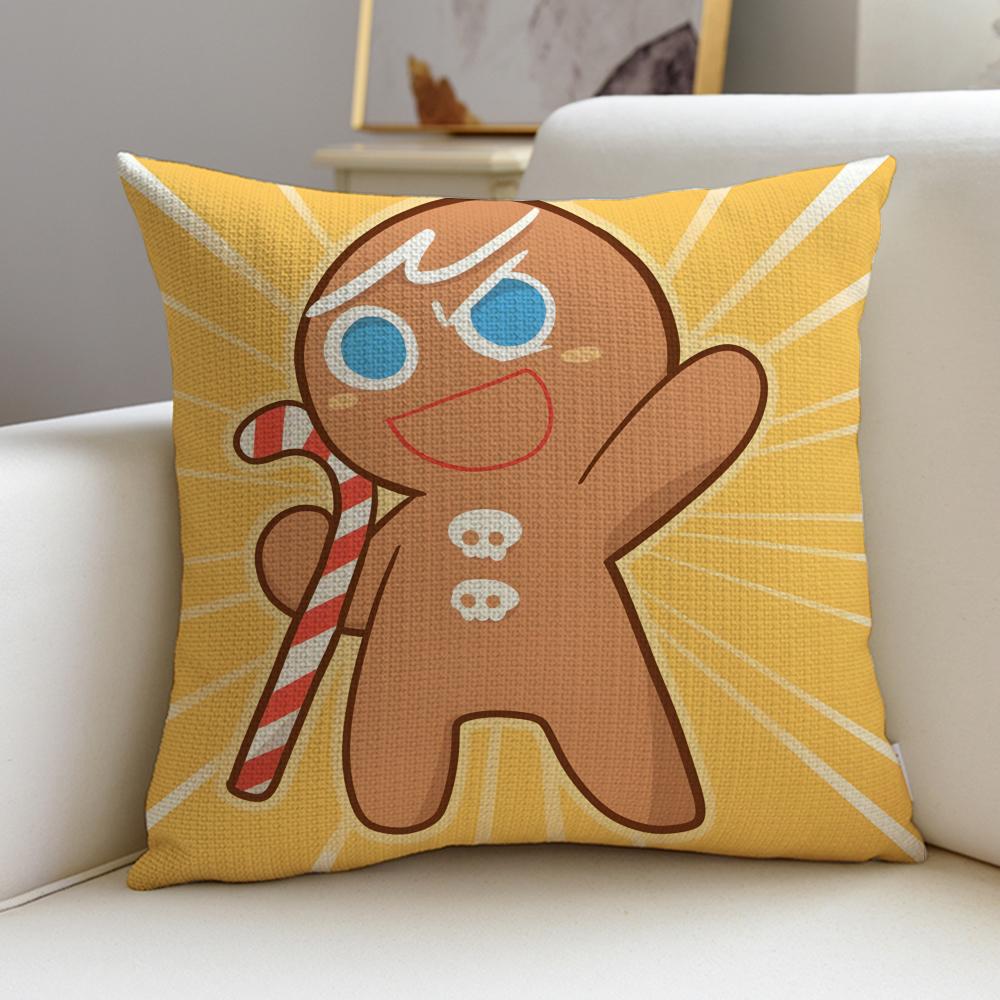 Fun CCookie RunS Cushion Cover Breathable and skinfriendly linen pillowcase square removable and washable cushion