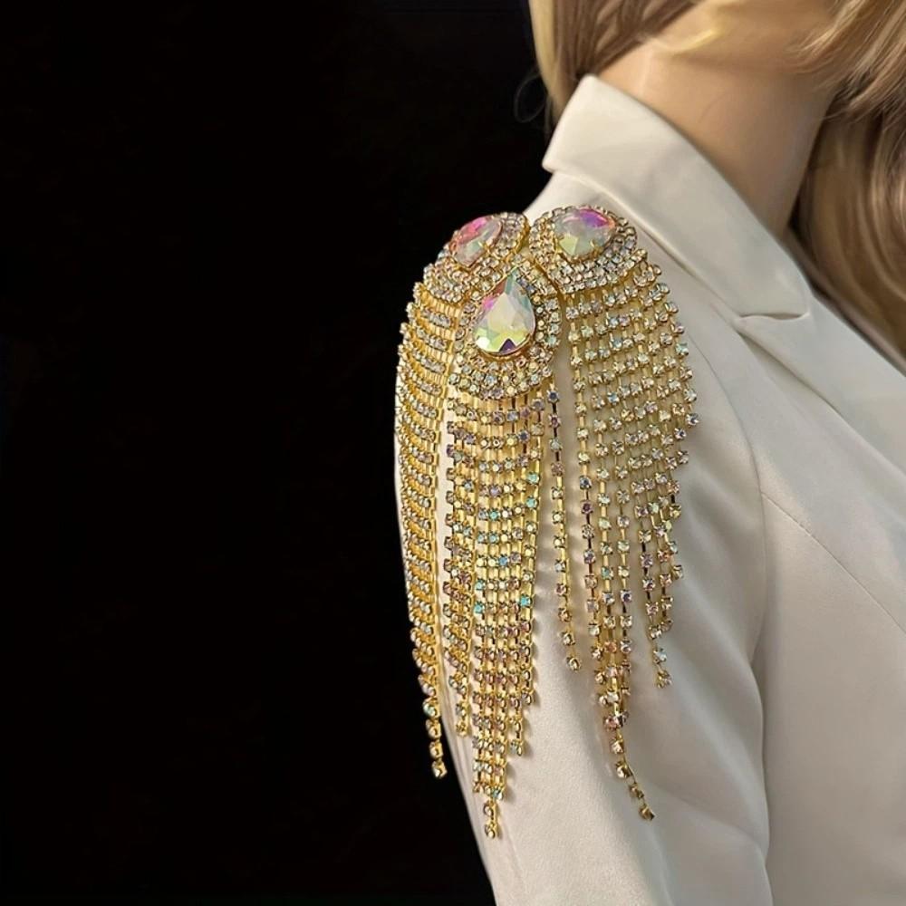 Fringe Shoulder Epaulets Sparkly AB Crystal Shoulder Ornament Rhinestone Epaulets Fashion Shoot