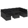 VidaXL Ensemble de Canapé de Jardin 10 Pièces avec Coussins Noir Poly Rattan 3348889