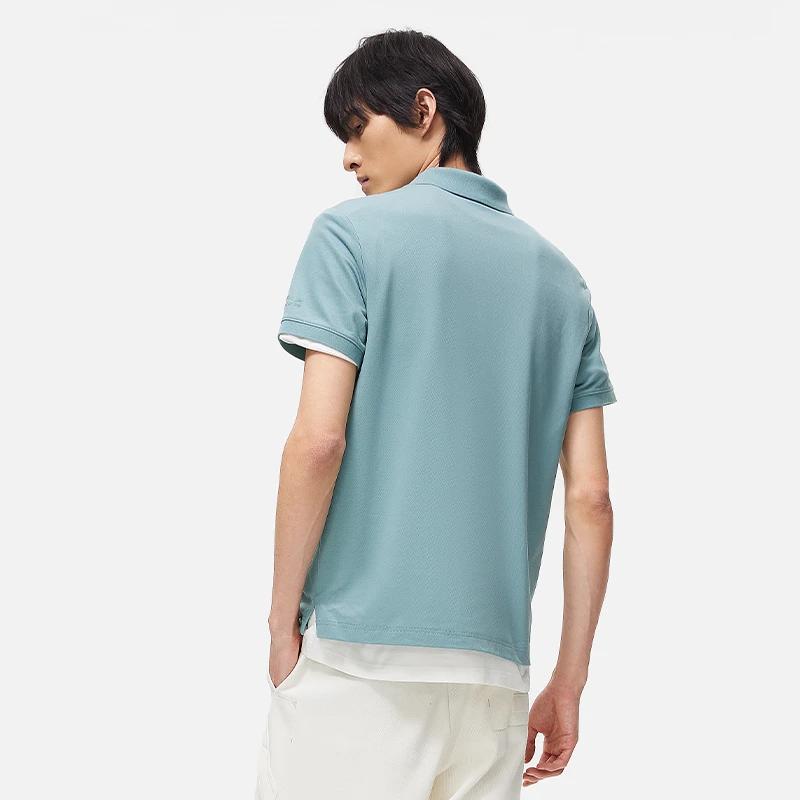 Li Ning Logo Print Short Sleeve Polo Shirt Men tops Green APLT019-7