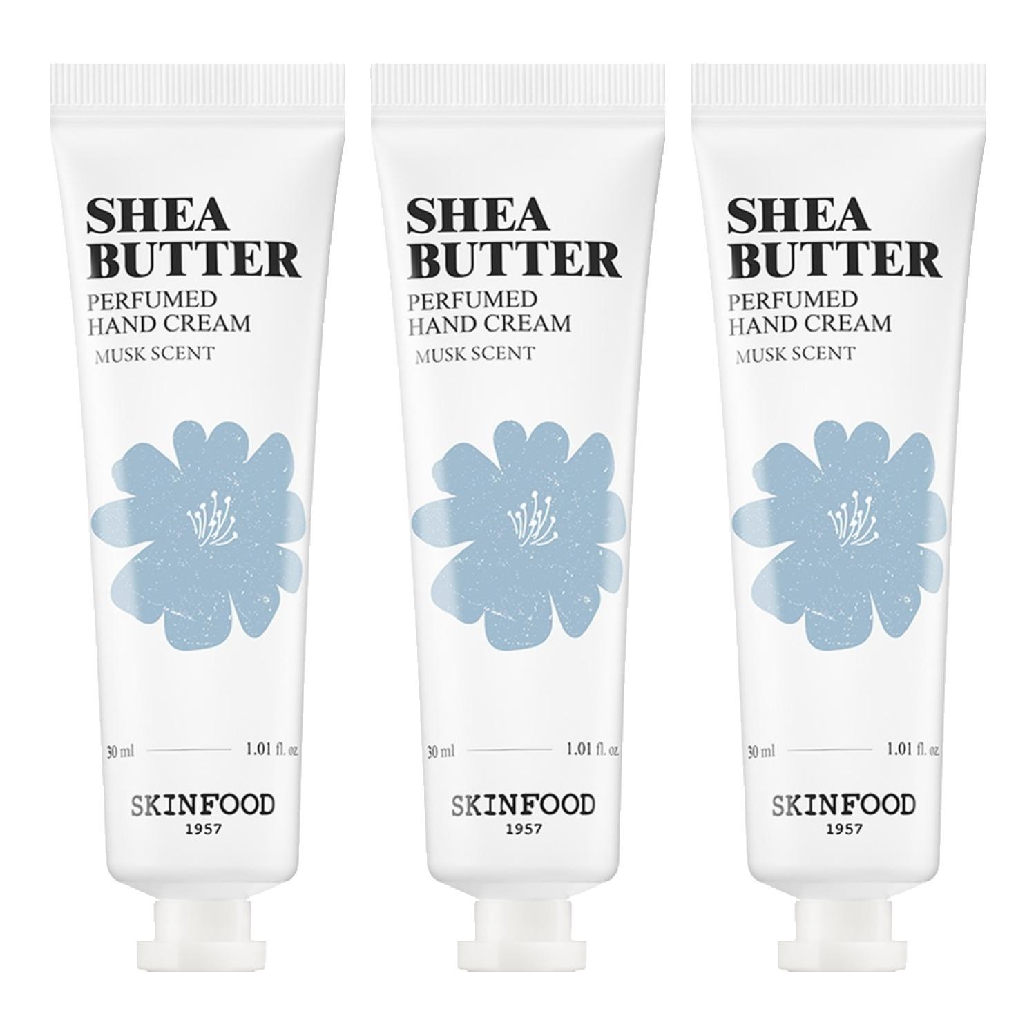 

SKINFOOD Shea Butter Perfumed Hand Cream (Musk) 30ml x 3-Pack - Intensive Hydrating & Long-Lasting Fragrant Hand Care