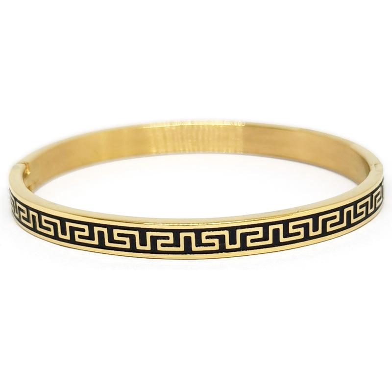 Korean Style Stainless Steel Bracelet - Black, Four Colors, Epoxy Finish, Stacking Design