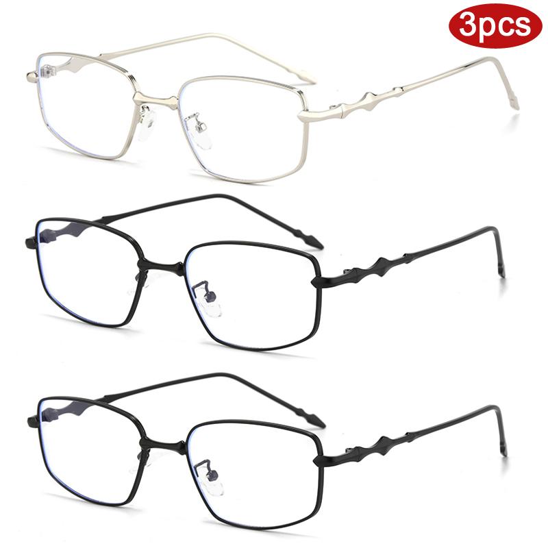 3pcs Fashion Small Square Glasses Frame Women Metal Frame Shape Eyewear Clear Optical Eyeglasses Transparent Lens Spectacle