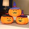 Stuffed Pumpkin Demon Doll Wearing Hat Halloween Pumpkin Throw Pillow  Kids Gift
