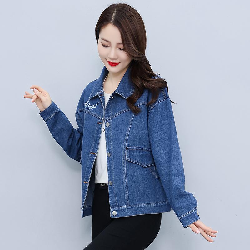 Короткая куртка женская корейская версия джинсовая женская свободный топ минималистичная куртка XXXL синий
