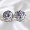 Popular stud earrings, round diamonds full of zircon copper earrings, women's, European and American classic trinkets