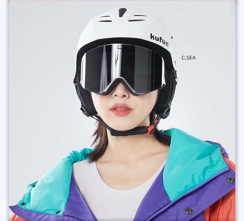 Ski and Snowboard Magnetic Goggles with Lenses and Design C.SEA Goggles, Quick-Change Anti-Fog (Black)