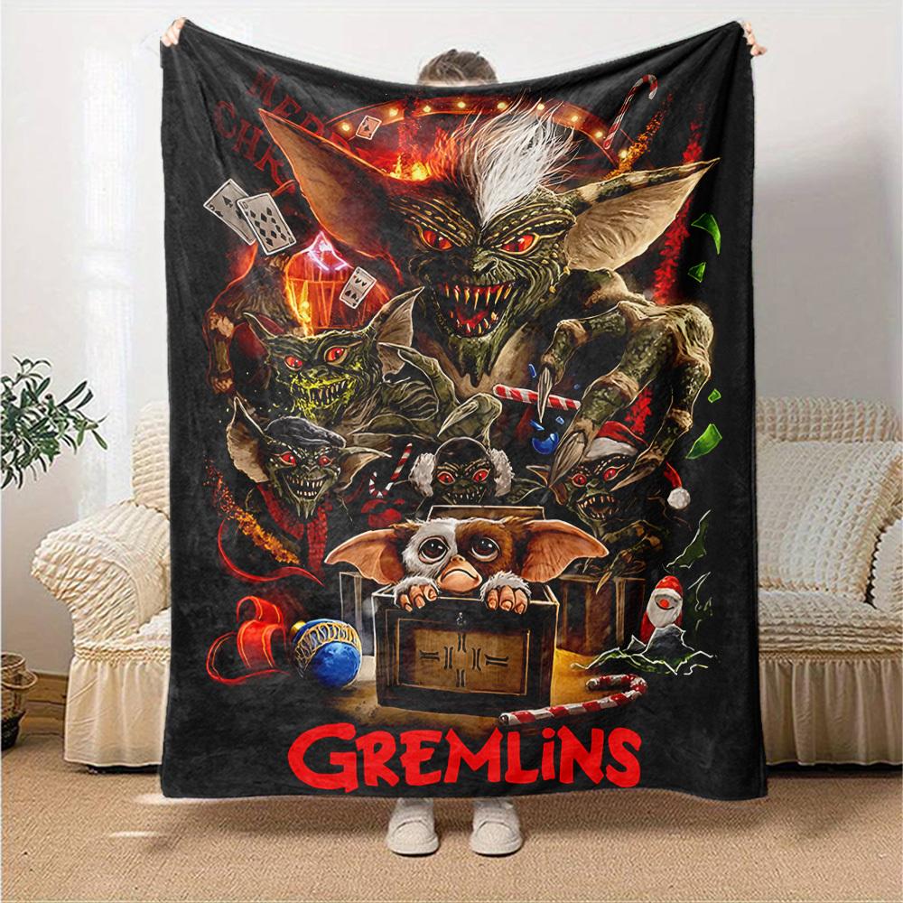 1pc Gremlins Christmas Throw Blanket Soft Flannel, Cozy All Season Polyester Perfect for Home, Office