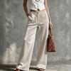 Women's Velvet High Waist Straight Leg Casual Pants with Pockets, Loose Fit Color
