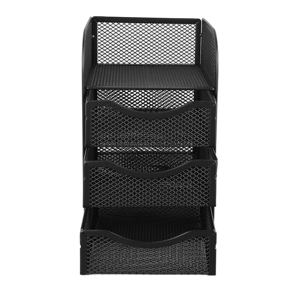 Black Desktop Organizer Metal Office Desk Organizer Pen Container Desk Organizer  For Office
