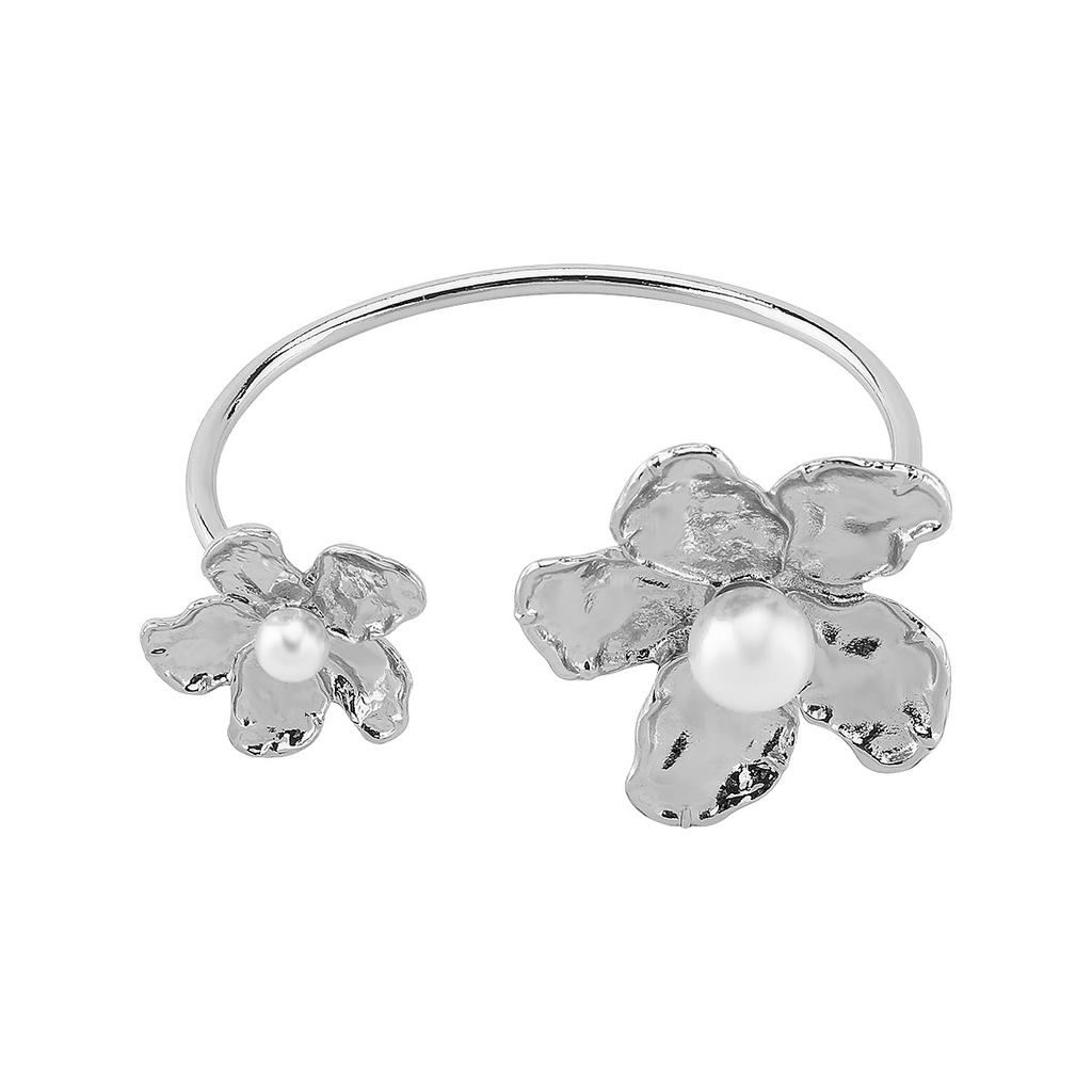 European and American Baroque Geometric Pearl Flower Jewelry Set Retro Temperament Earrings Bracelet Necklace Ring