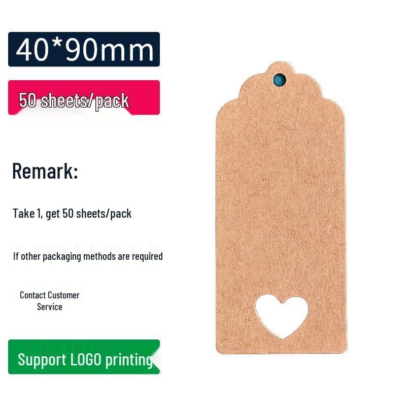 50x30 Kraft Paper Flower Head Blank Hang Tag - European Handwritten Message Bookmark Gift