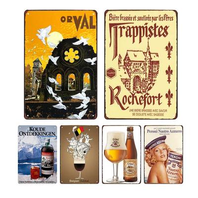 Heimdeko Metallschilder Belgien Bier Blechschild Malerei Dekoration Bar Club Café Man Cave Poster Vintage Wandkunst Plakette 20x30cm