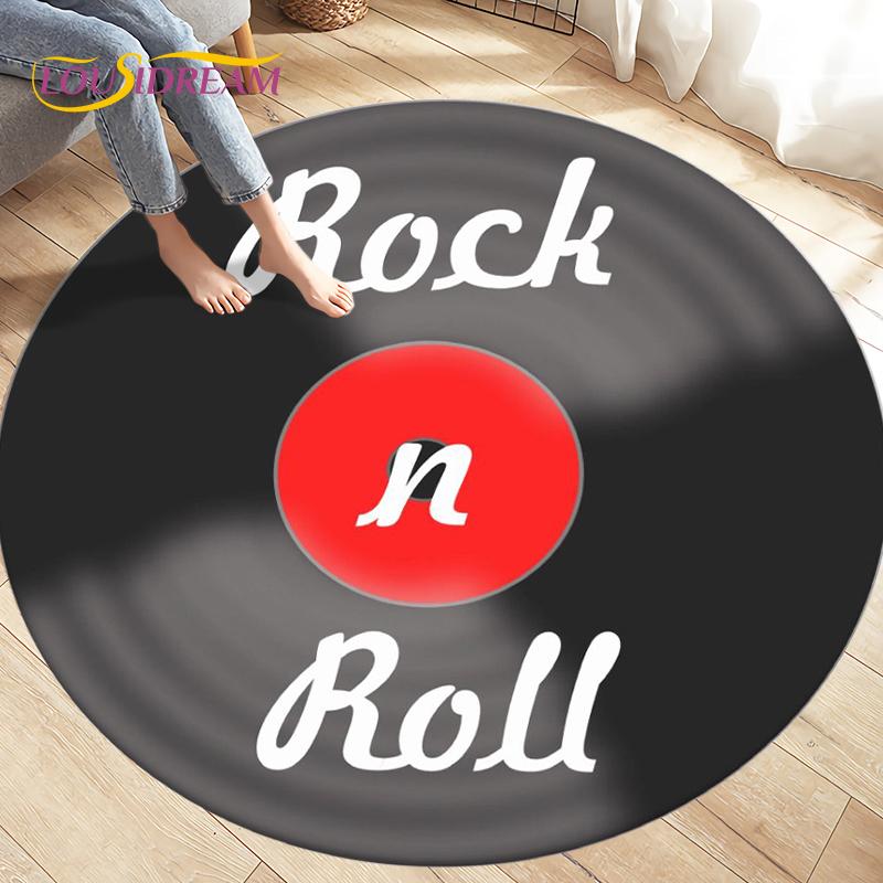 Classical Music Vinyl Record Round Rug,Carpets for Living Room Chair Decoration,Children's Play Crawling Soft Non-slip Floor Mat