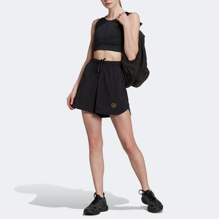 Adidas Letter Logo Print Drawstring Sports Shorts Women Shorts Black HI6028