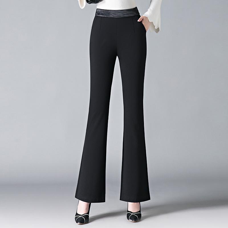 

Женские брюки микроклеш с высокой посадкой и облегающего кроя - Универсальные, модные и повседневные для весны L (recommend 106-115 jin) чёрный