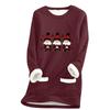 Ladies' Loose And Comfortable Round Neck Christmas Print Thick With Pockets Long Sleeved Top