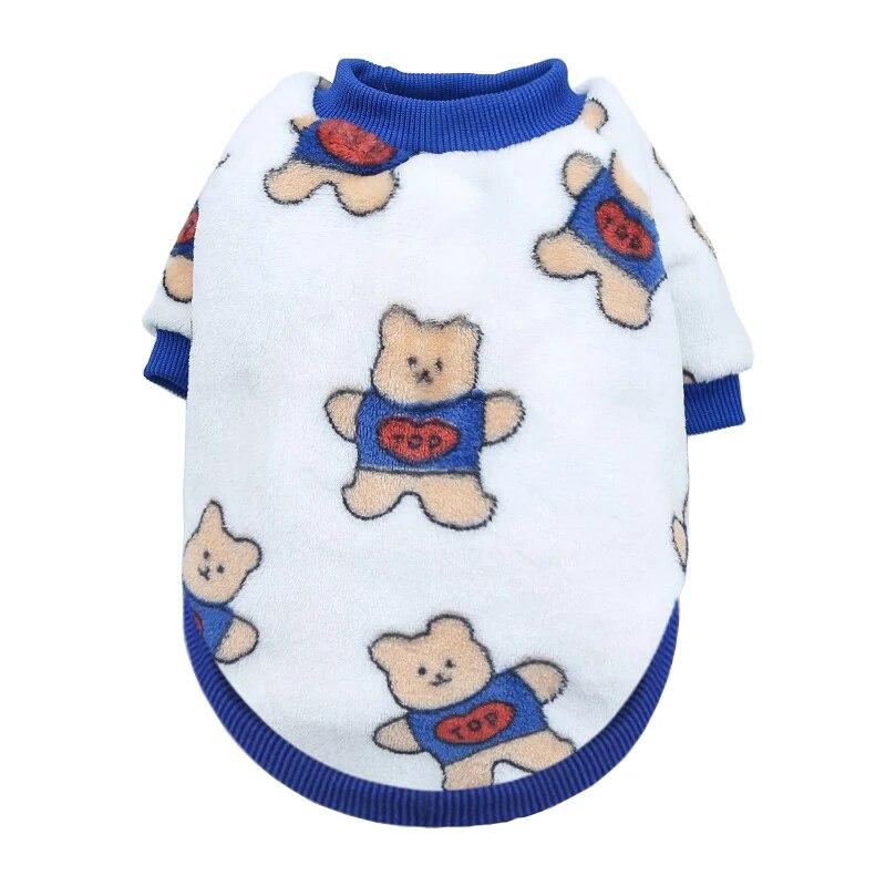 Winter Warm Dog Clothes for Small Dogs Soft Flannel Pet Vest French Bulldog Coat Yorkies Cartoon Print Puppy Cats Clothing