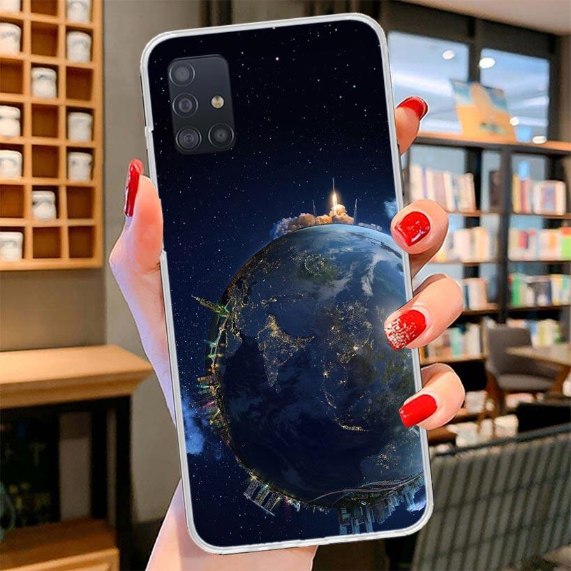 Erdsterne Weltraum Abdeckung Handyhülle Für Samsung Galaxy A12 A22 A32 A52 A72 A02S Handyhülle Note 20 Ultra 10 S10 Plus A51 A71 A50S