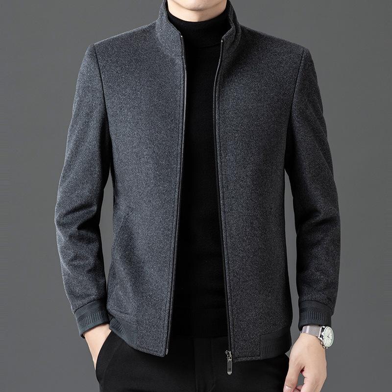 

Мужская шерстяная куртка со стойкой воротником, новая корейская версия делового кэжуал, утолщенная куртка на осень и зиму 4XL