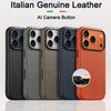 Italienische Echte Rindslederhülle Für iPhone 17 Pro Max 17Pro mit Kamera-Knopfschutz Magnetische Ladehülle MagSafe Abdeckung